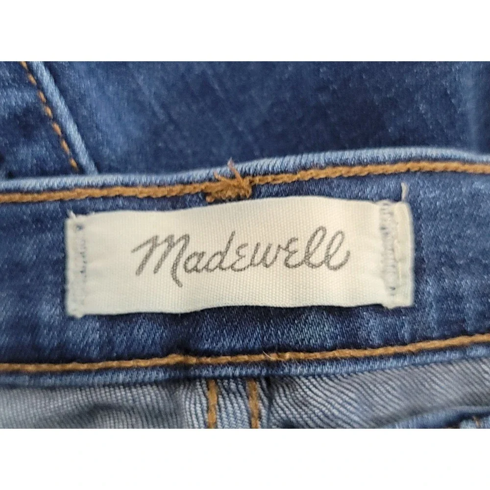Madewell 9" Mid‎ Rise Skinny Jeans Women 28 Cutoff Blue Faded Distressed - Picture 8 of 9